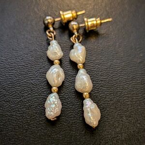 Vintage Baroque Pearl Dangle Earrings